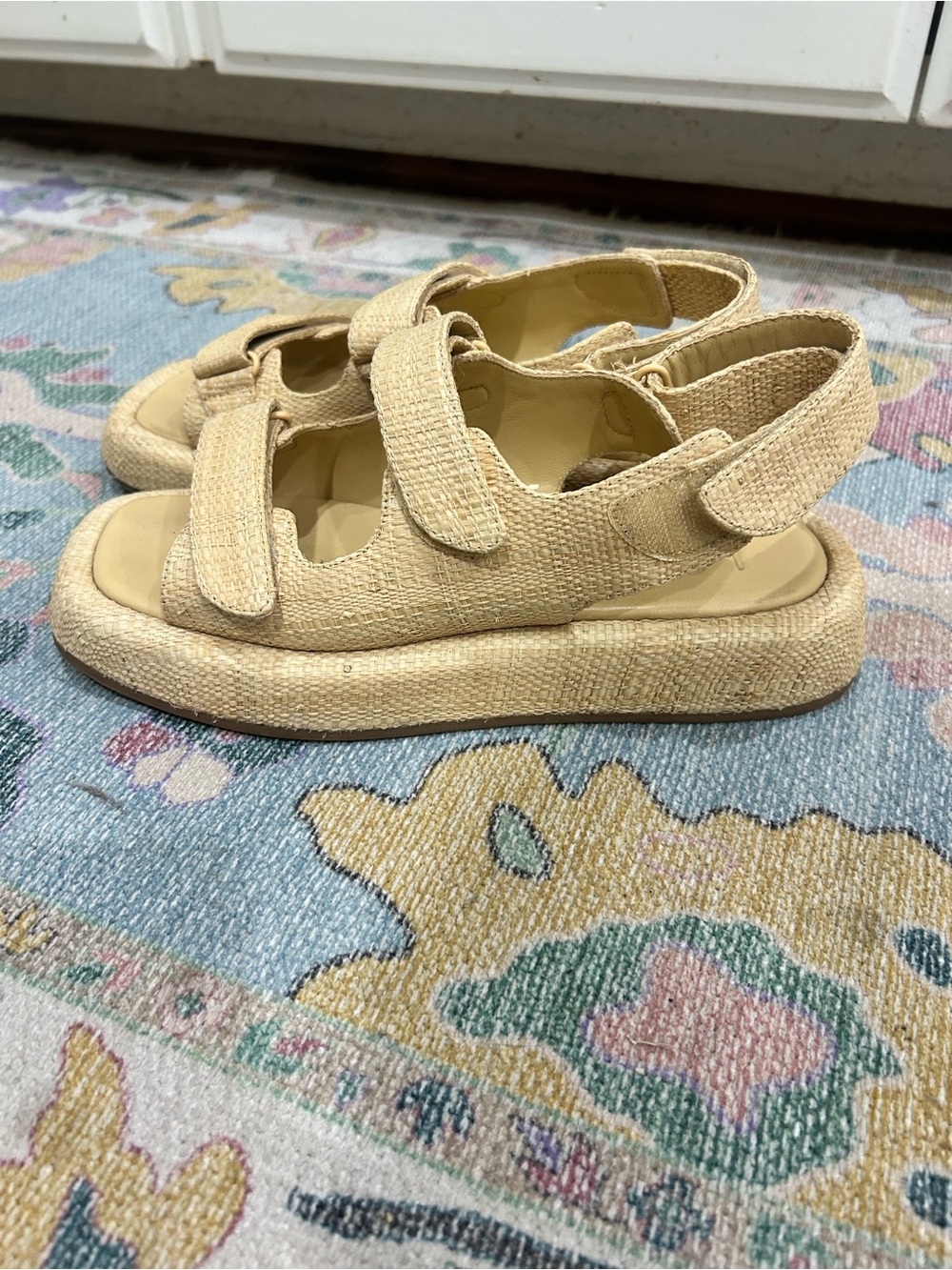 Loeffler Randall “Blaise” raffia platform sandal